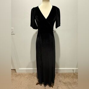 Baltic Born Black Velvet Maxi Wrap Dress
